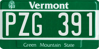 VT license plate PZG391