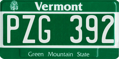 VT license plate PZG392
