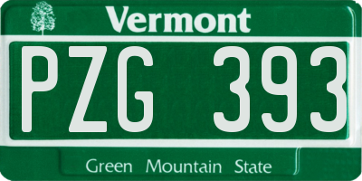 VT license plate PZG393