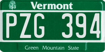 VT license plate PZG394