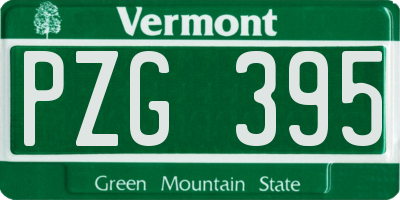 VT license plate PZG395