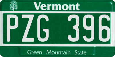 VT license plate PZG396