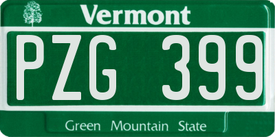 VT license plate PZG399