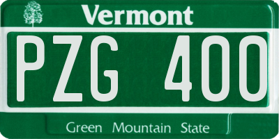 VT license plate PZG400