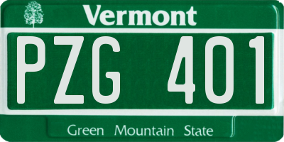 VT license plate PZG401