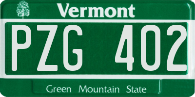 VT license plate PZG402