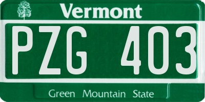VT license plate PZG403