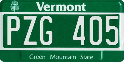 VT license plate PZG405