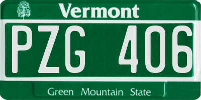 VT license plate PZG406