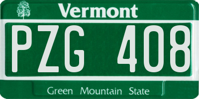 VT license plate PZG408
