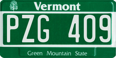 VT license plate PZG409