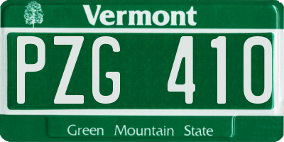 VT license plate PZG410