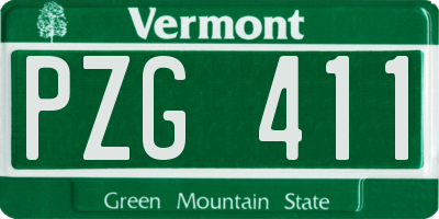 VT license plate PZG411