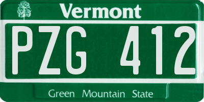 VT license plate PZG412