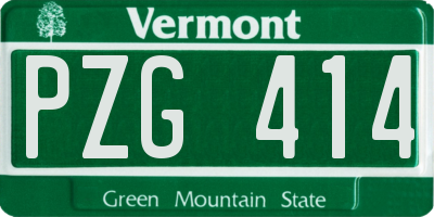 VT license plate PZG414
