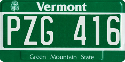 VT license plate PZG416