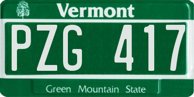 VT license plate PZG417