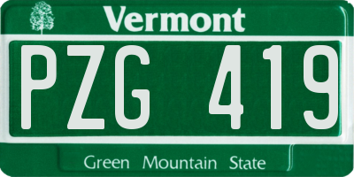 VT license plate PZG419