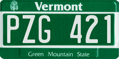 VT license plate PZG421