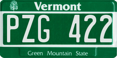 VT license plate PZG422