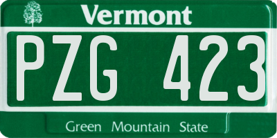 VT license plate PZG423