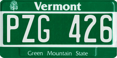 VT license plate PZG426