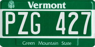 VT license plate PZG427
