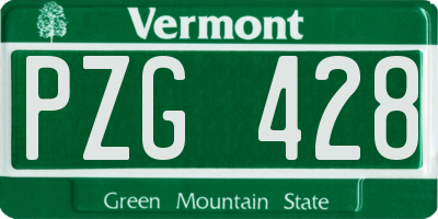VT license plate PZG428
