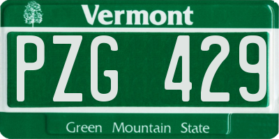 VT license plate PZG429