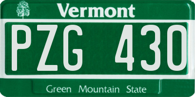 VT license plate PZG430
