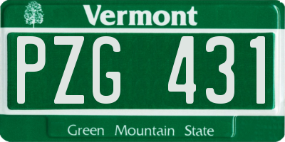VT license plate PZG431