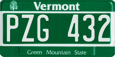 VT license plate PZG432
