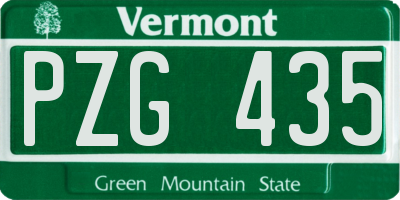 VT license plate PZG435