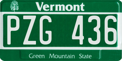 VT license plate PZG436