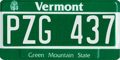 VT license plate PZG437