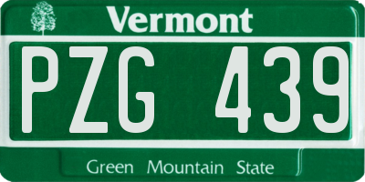 VT license plate PZG439