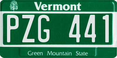 VT license plate PZG441