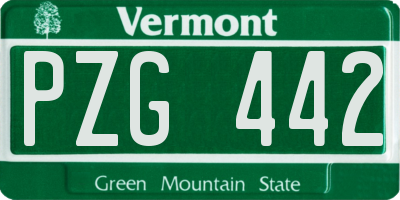 VT license plate PZG442