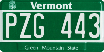 VT license plate PZG443