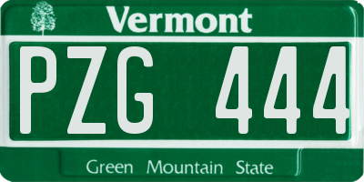 VT license plate PZG444