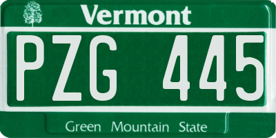 VT license plate PZG445