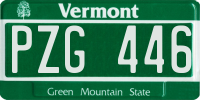 VT license plate PZG446