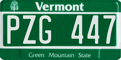 VT license plate PZG447