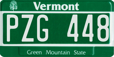 VT license plate PZG448
