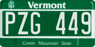 VT license plate PZG449