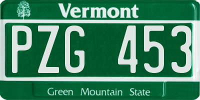 VT license plate PZG453