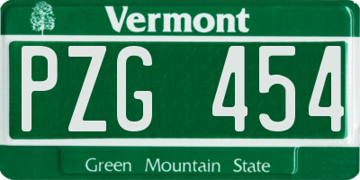 VT license plate PZG454