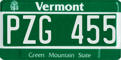 VT license plate PZG455