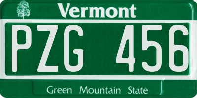 VT license plate PZG456
