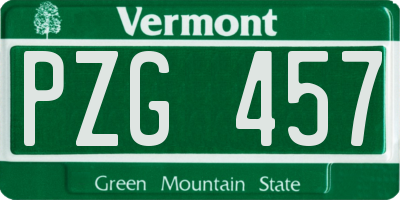 VT license plate PZG457